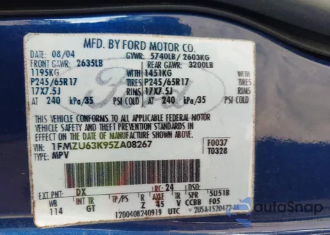 2005 Ford Explorer Xlt/Xlt Sport z USA, uszkodzony, nr VIN 1FMZU63K95ZA08267